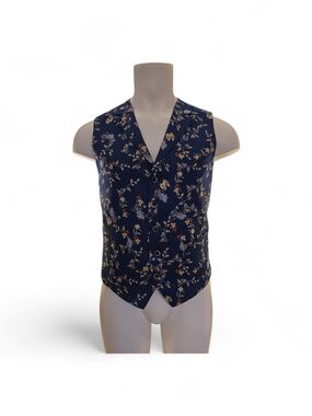 Men's Navy Floral Tailored Dress Vest